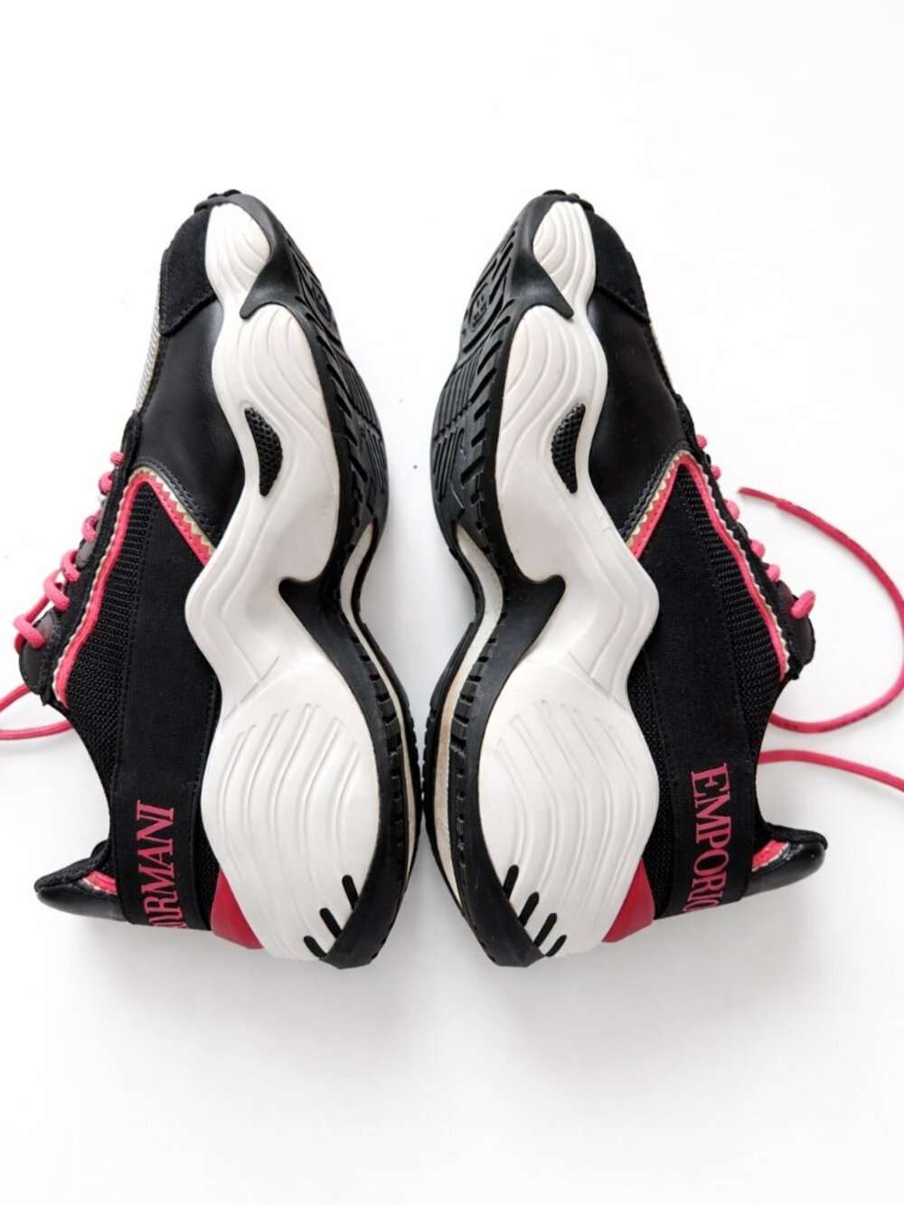 Emporio Armani Black & Pink Sneakers – Size EU 38 / US 7M – Very Good Condition